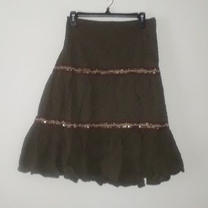 Venezia army green eyelet skirt